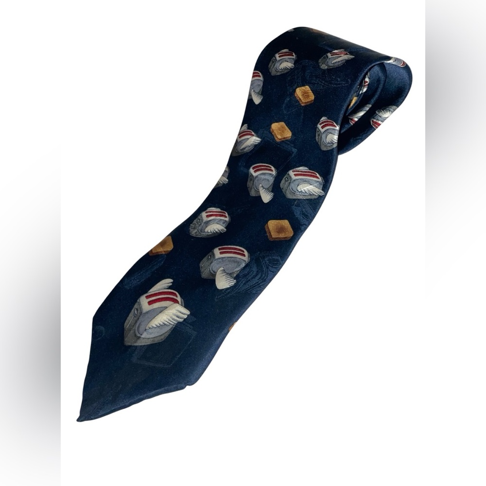 Navy Blue “After Dark” Flying Toasters 100% Silk Tie
